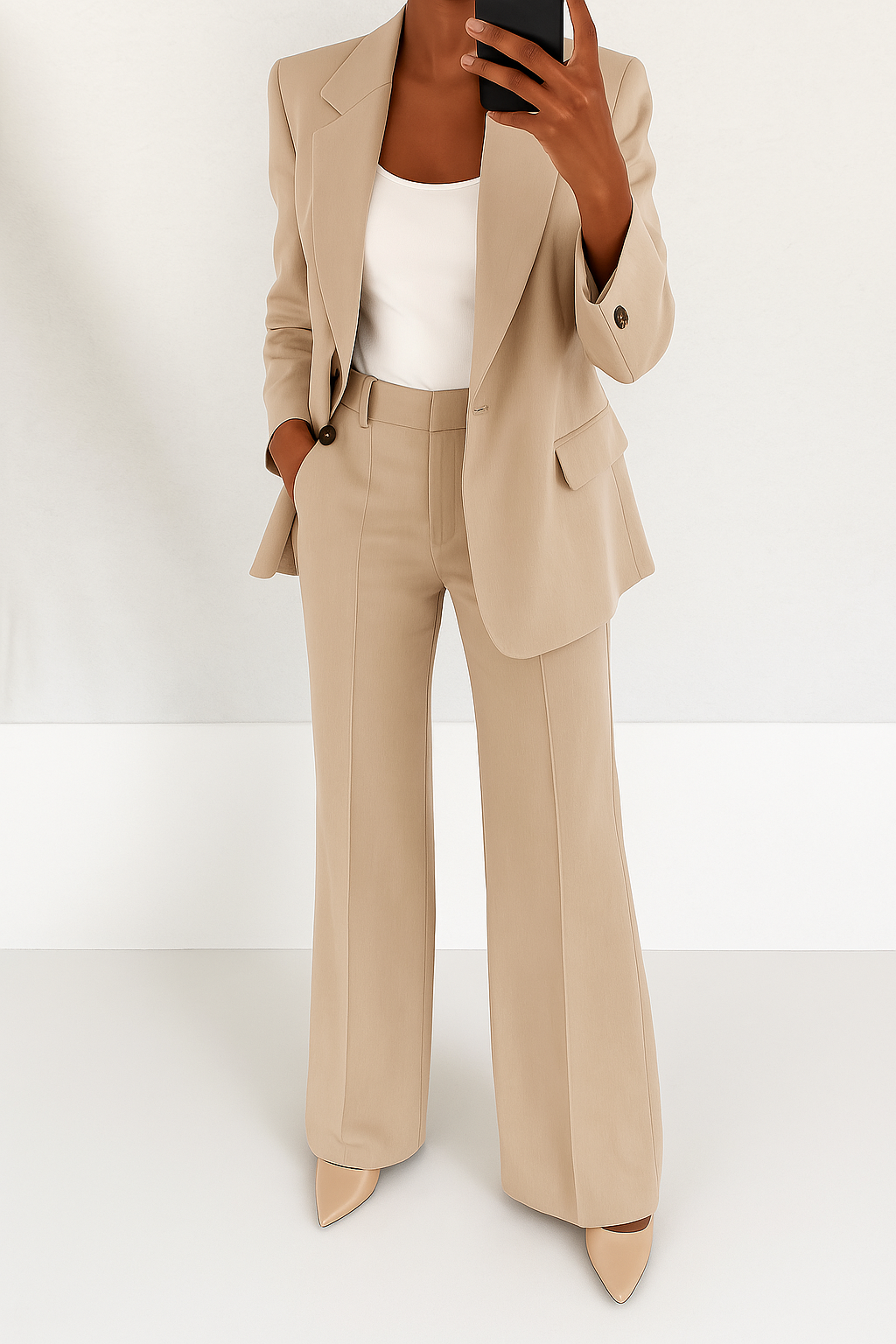 Peak Lapel Single Button Tailored Blazer and Pant Set