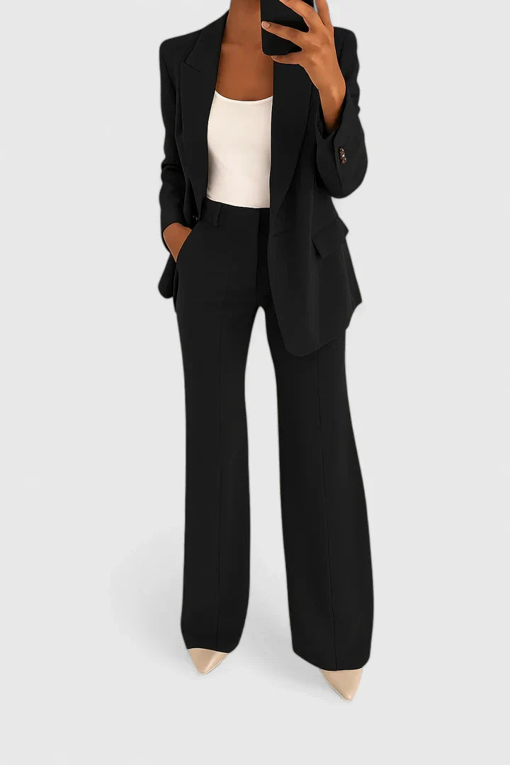 Tailored Single Button Blazer Trouser Two Piece Suit Set