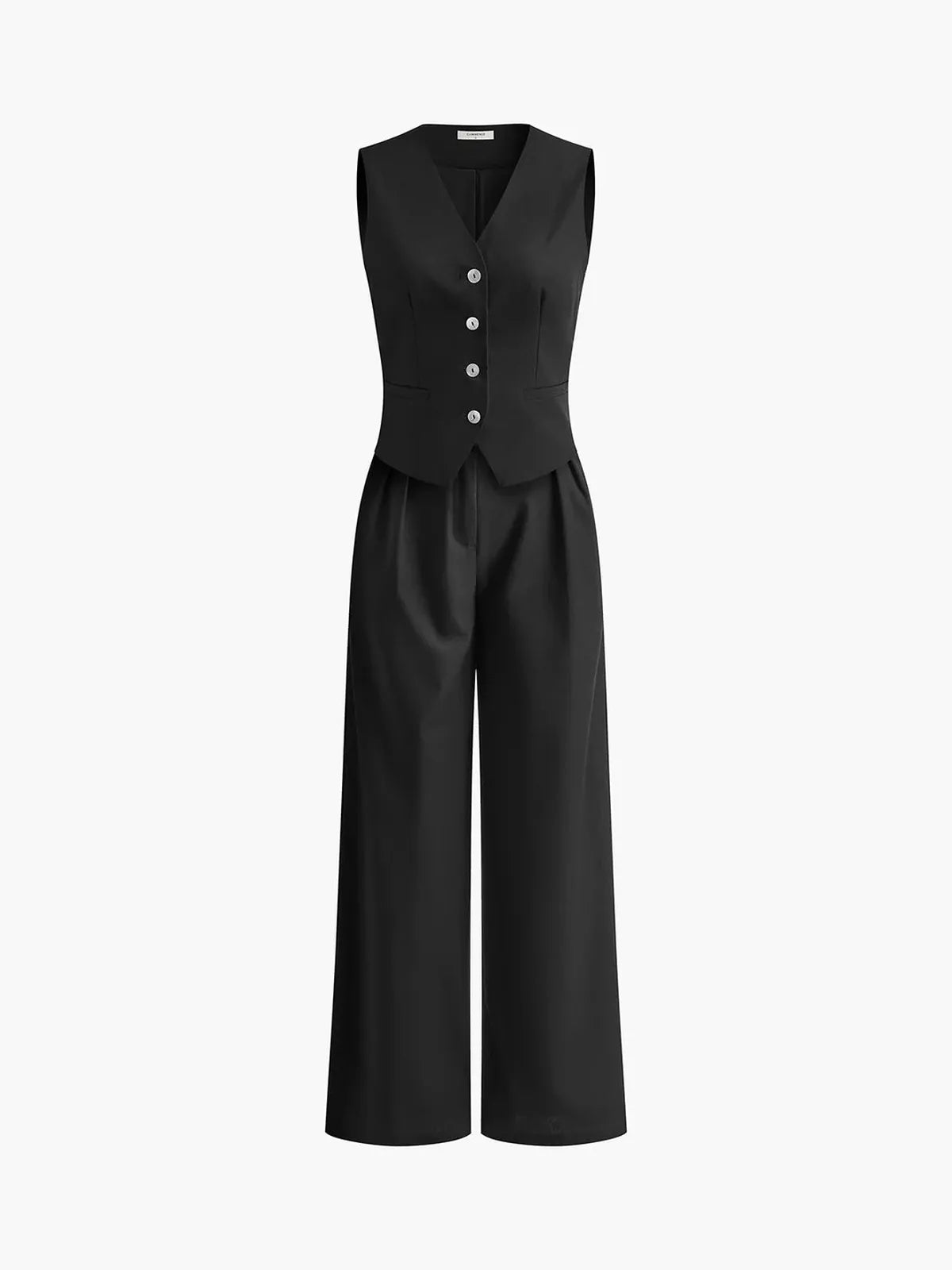 Tailored Linen Waistcoat Wide Leg Trouser Matching Set