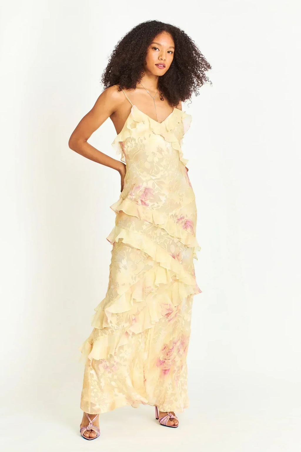 Floral Ruffle Tiered Strappy Maxi Dress - Wedding Guest
