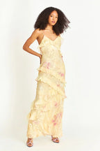 Floral Ruffle Tiered Strappy Maxi Dress - Wedding Guest