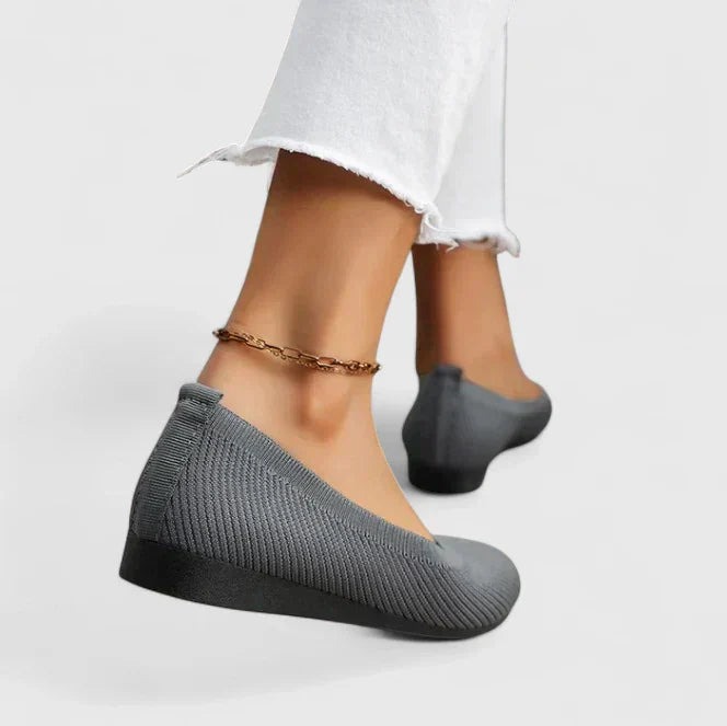 Ribbed Knit Round Toe Slip-On Ballet Flat