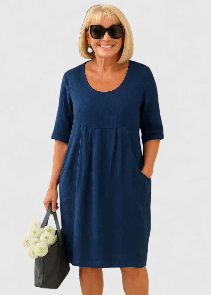 Relaxed Linen A Line Casual Midi Dress