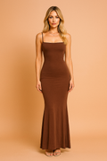 Spaghetti Strap Square Neck Mermaid Homecoming Maxi Dress