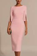Pearl Trim Split Sleeve Bodycon Midi Dress - Wedding Guest