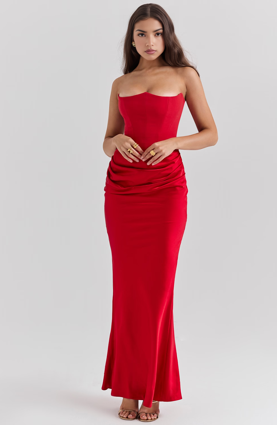 Draped Satin Strapless Homecoming Dress