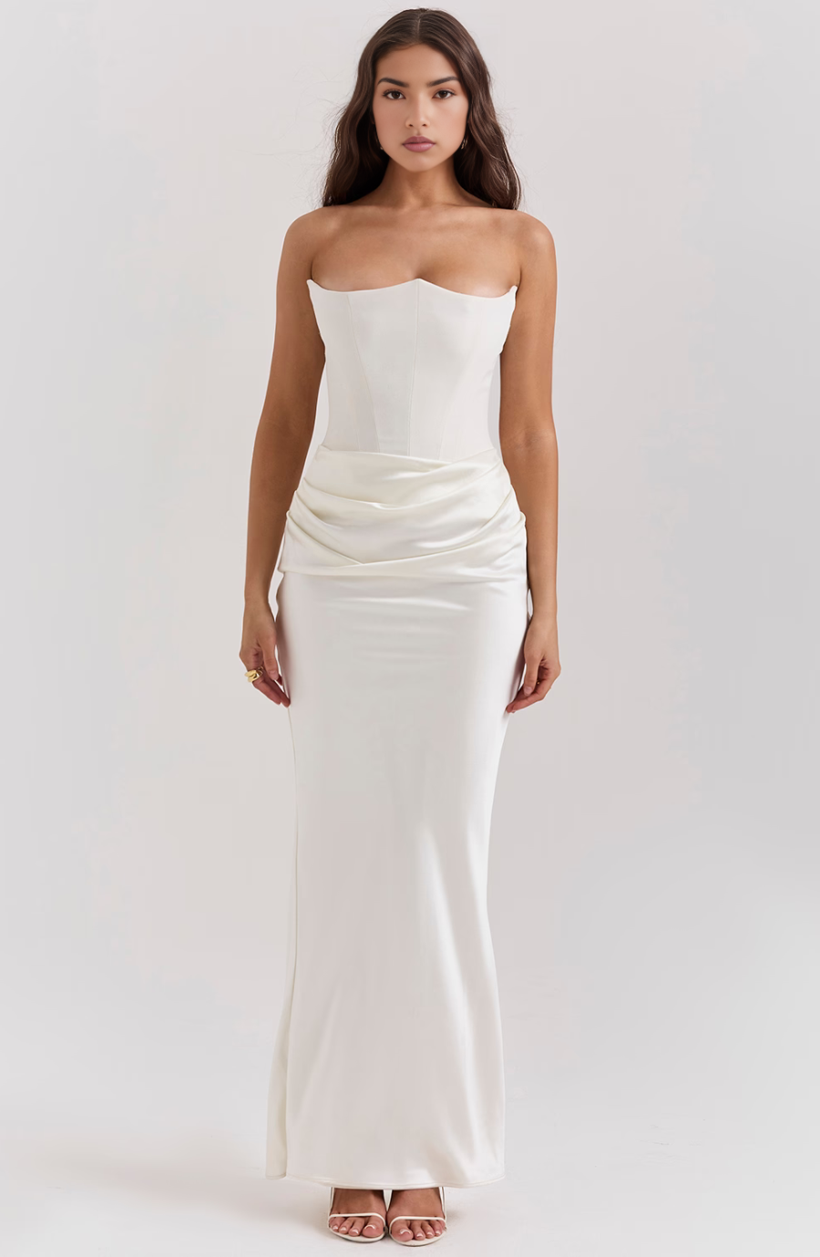 Draped Satin Strapless Homecoming Dress