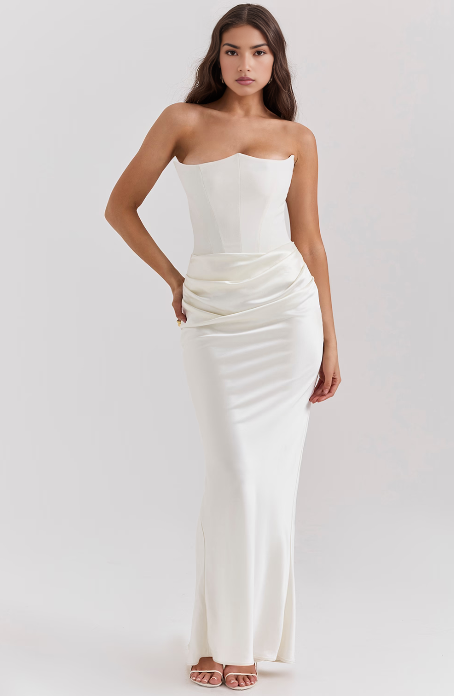 Draped Satin Strapless Homecoming Dress