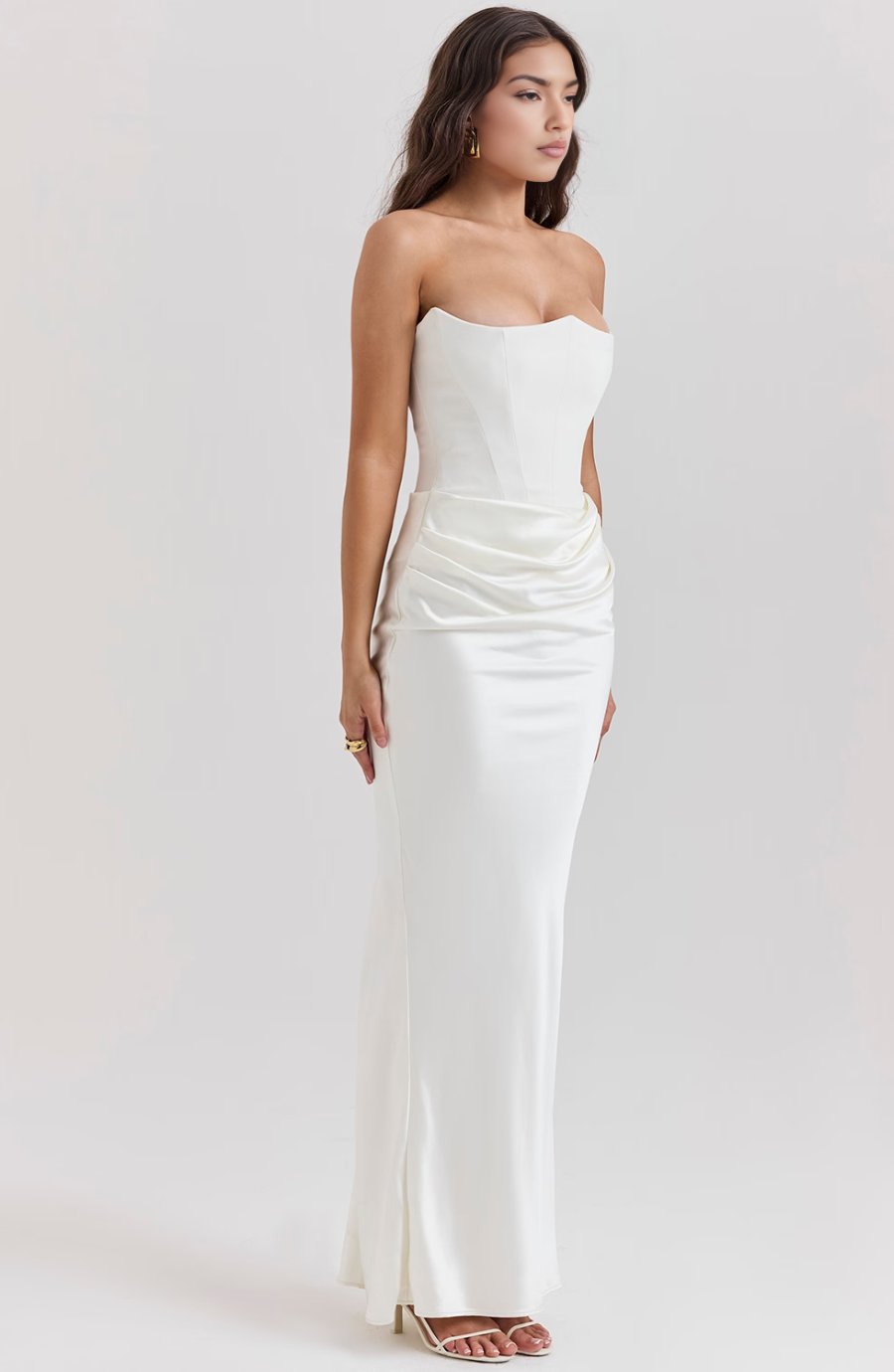 Draped Satin Strapless Homecoming Dress