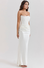 Draped Satin Strapless Homecoming Dress