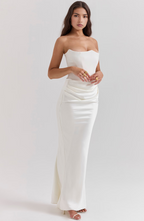 Draped Satin Strapless Homecoming Dress