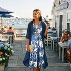 Watercolour Floral Midi Dress Chiffon Jacket Two Piece Set