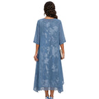 Watercolour Floral Midi Dress Chiffon Jacket Two Piece Set