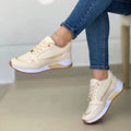 Gold Trim Lace Up Leather Casual Platform Sneaker
