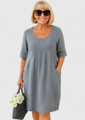 Relaxed Linen A Line Casual Midi Dress