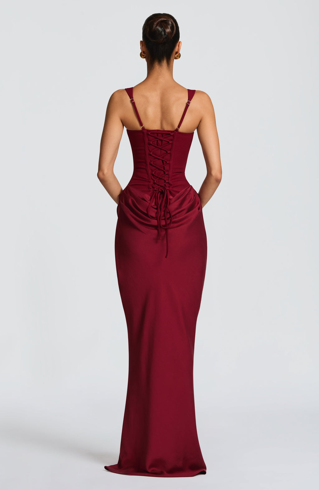Square Neck Side Ruched Bodycon Maxi Dress - Formal Evening Gown