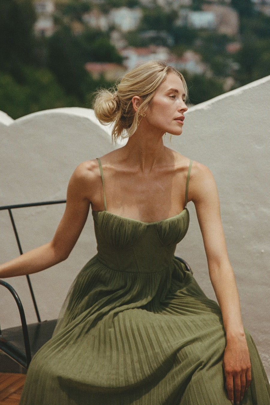 Bustier Corset Pleated Skirt Sleeveless Maxi Dress - Wedding Guest
