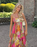 Strapless Flowy Floral Boho Maxi Dress - Wedding Guest
