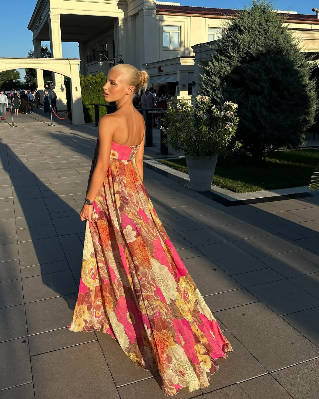 Strapless Flowy Floral Boho Maxi Dress - Wedding Guest