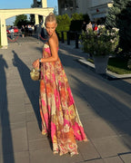 Strapless Flowy Floral Boho Maxi Dress - Wedding Guest
