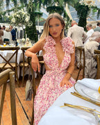 Floral Ruffle Shoulder Cut Out Maxi Dress - Wedding Guest