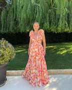 Floral Ruffle Shoulder Cut Out Maxi Dress - Wedding Guest