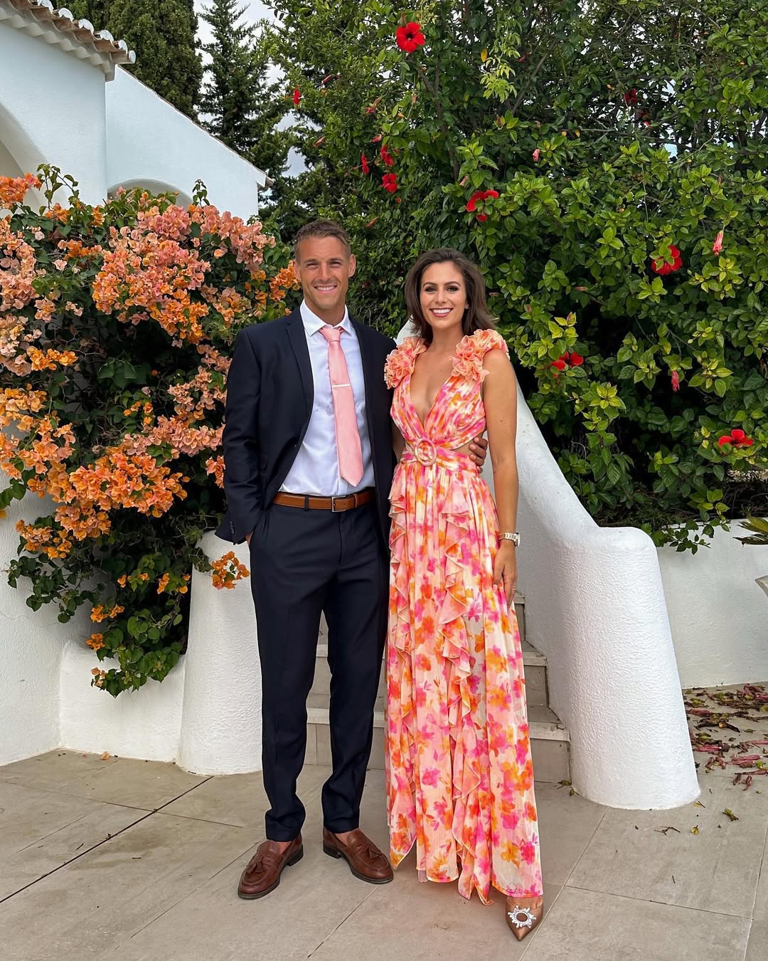 Floral Ruffle Shoulder Cut Out Maxi Dress - Wedding Guest