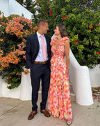 Floral Ruffle Shoulder Cut Out Maxi Dress - Wedding Guest