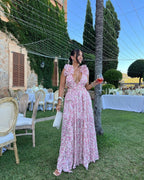 Floral Ruffle Shoulder Cut Out Maxi Dress - Wedding Guest