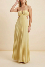 Elegant Pleated Halter Cut Out Maxi Dress - Wedding Guest