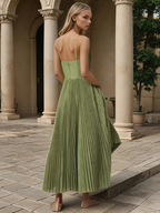 Sage Green Pleated Bustier Homecoming Dress