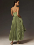 Sage Green Pleated Bustier Homecoming Dress