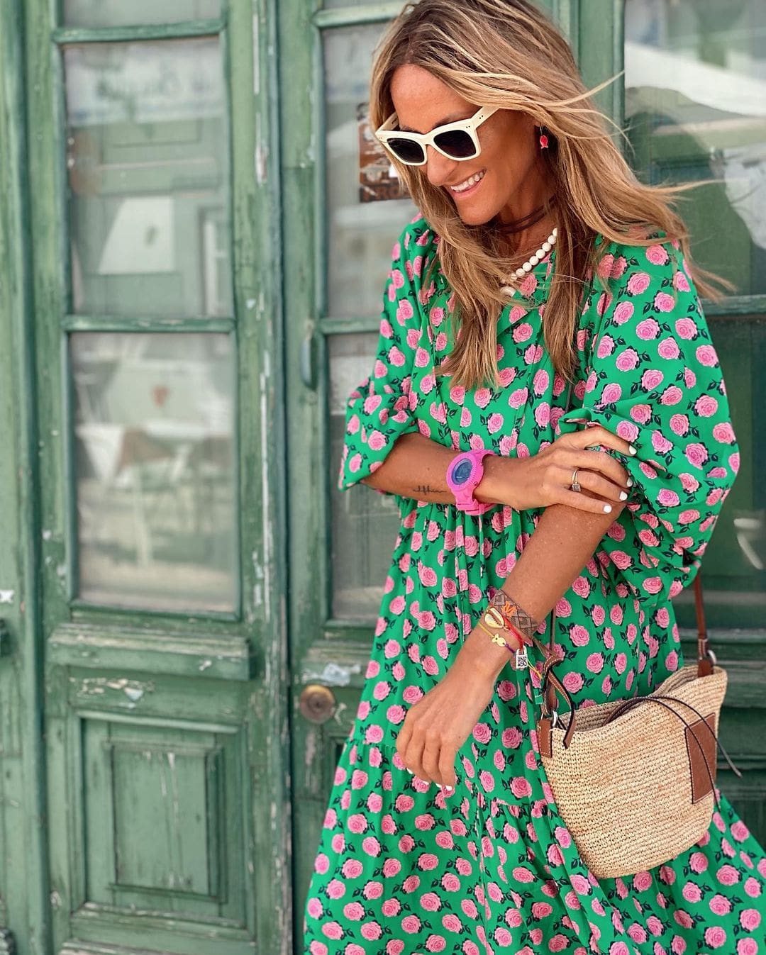Geometric Print Button Front Tiered Boho Maxi Dress
