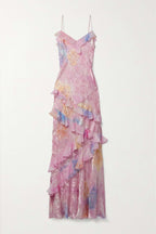 Floral Ruffle Tiered Strappy Maxi Dress - Wedding Guest