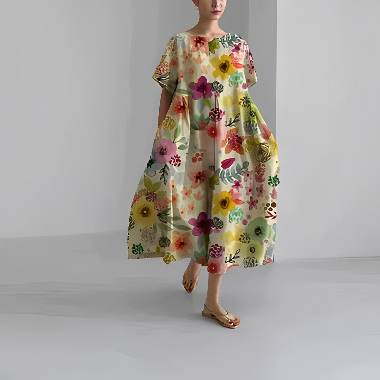 Vibrant Loose Fit Floral Summer Dress