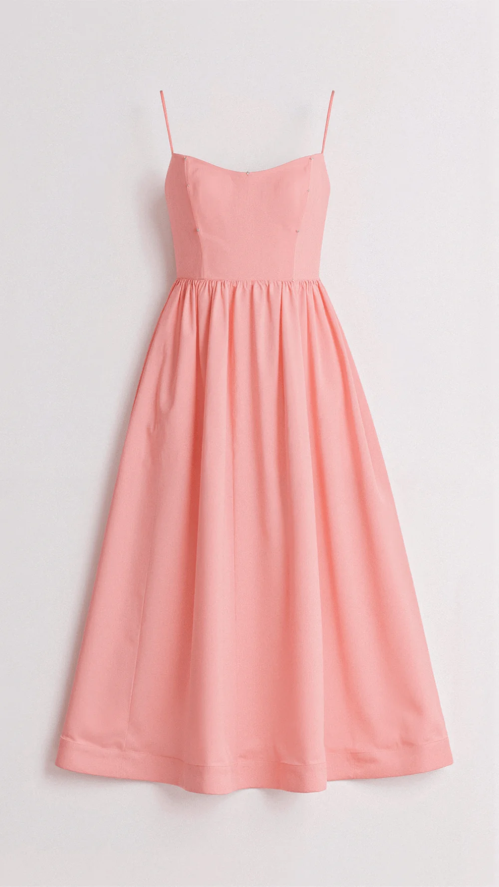 Spaghetti Strap Scoop Neck Fit Flare Cotton Midi Dress