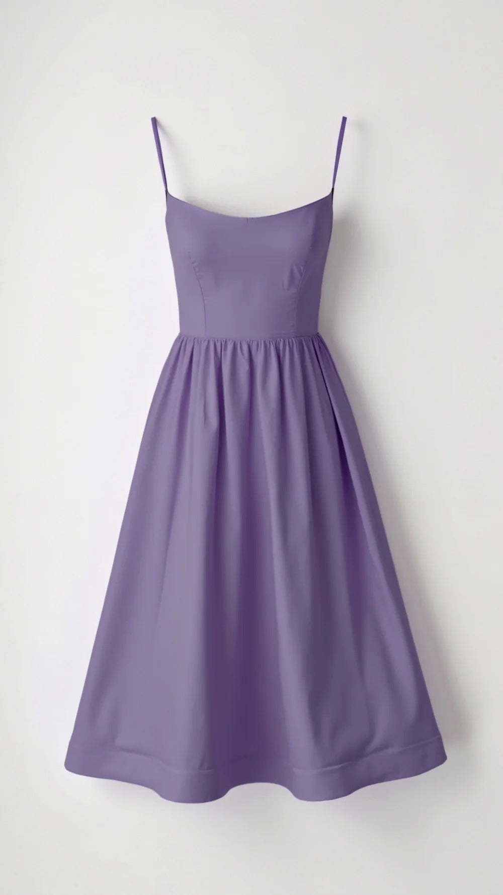 Spaghetti Strap Scoop Neck Fit Flare Cotton Midi Dress
