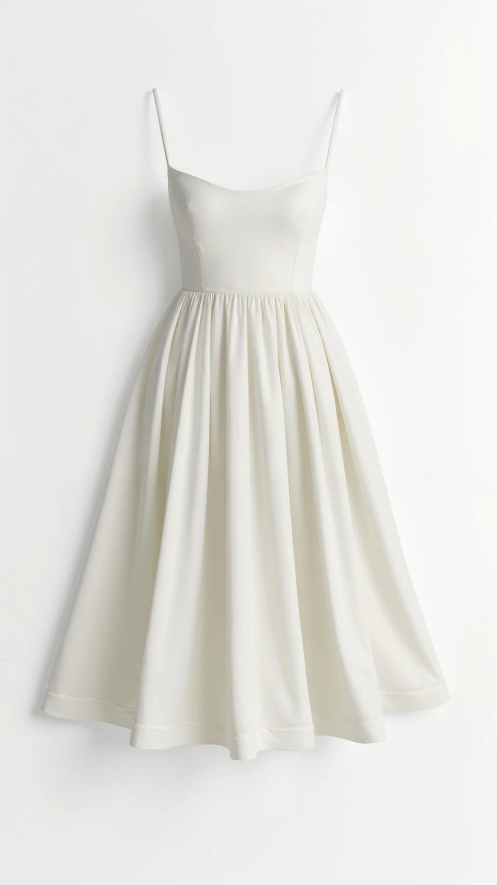 Spaghetti Strap Scoop Neck Fit Flare Cotton Midi Dress
