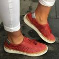 Perforated Suede Tassel Slip On Espadrille Flat Sneaker