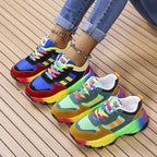 Rainbow Lace Colour Block Chunky Platform Sneaker