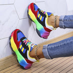 Rainbow Lace Colour Block Chunky Platform Sneaker