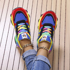 Rainbow Lace Colour Block Chunky Platform Sneaker