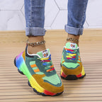 Rainbow Lace Colour Block Chunky Platform Sneaker