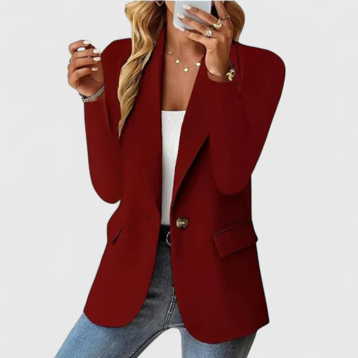 Single Button Notch Lapel Long Sleeve Fitted Blazer