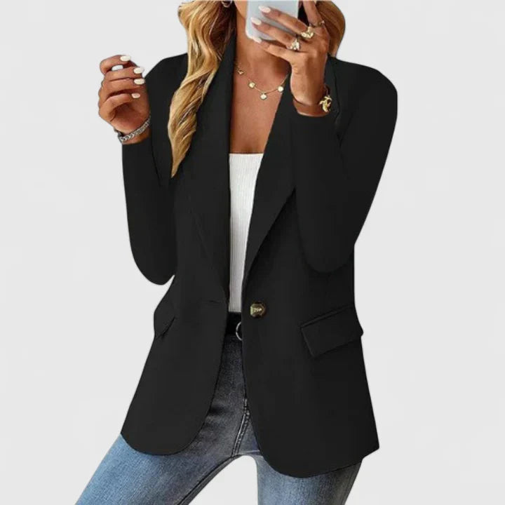 Single Button Notch Lapel Long Sleeve Fitted Blazer