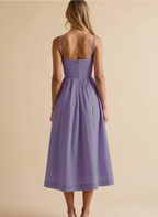 Spaghetti Strap Scoop Neck Fit Flare Cotton Midi Dress
