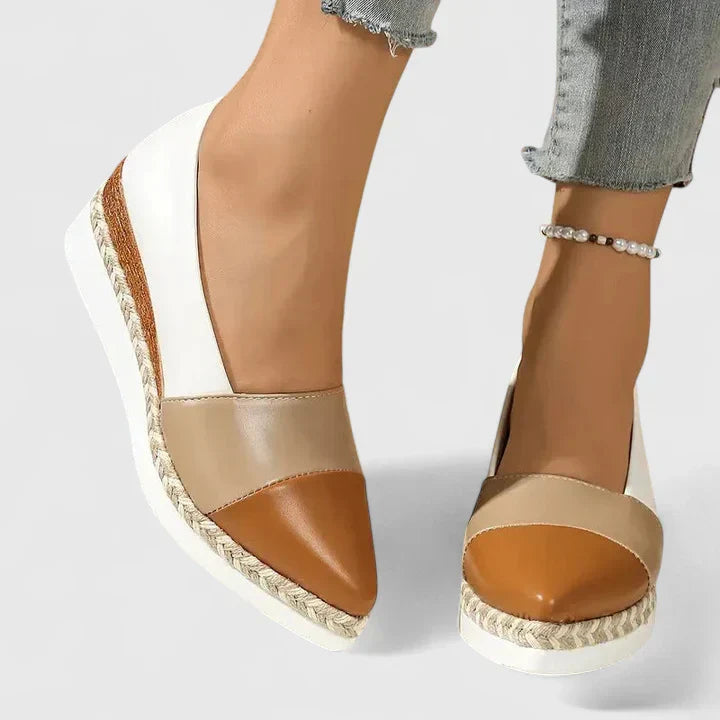 Metallic Colorblock Slip On Espadrille Platform Flat Loafer