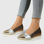 Metallic Colorblock Slip On Espadrille Platform Flat Loafer