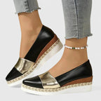 Metallic Colorblock Slip On Espadrille Platform Flat Loafer