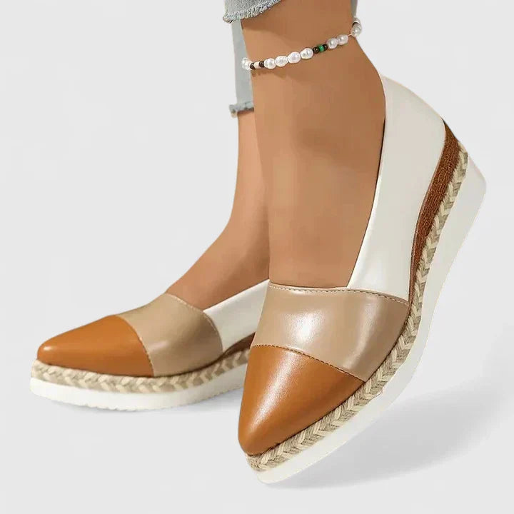 Metallic Colorblock Slip On Espadrille Platform Flat Loafer